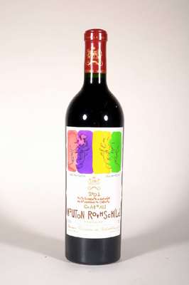 1 Flasche 2001 Chateau Mouton Rothschild, Pauillac, ca. 75 cl, 12,5 % Vol., Füllstand: ca. into neck, unverkostet, hervorragender Erhaltungszustand, ...