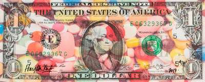 Hayden Kays, geb. 1985 London, Pills 'n' Thrills & Dollar Bills, 2017, Inkjet Print, 1/1 - A.P., handsign., dat. 2017, Blattgr. 24x60 cm, ...