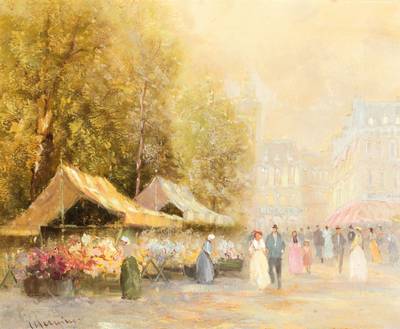 Unbekannter Künstler, impressionistische Malerei, Öl/Lwd, undeutlich sign., ca. 50x60 cm, Rahmen, gesamt 61x72 cm