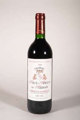 7 Flaschen 1994 Chateau Haut Moulin de Marsan , je ca. 75 cl., 11,5 % Vol., Füllstand: je ca. top shoulder bis into neck, unverkostet, sehr gute ...