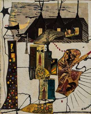 Antonio Giraudier, geb. 1926 Kuba, pflegte eine Freundschaft mit Winston Churchill, hier:Mischtechnik/Lwd, sign., ca. 26x21 cm, Rahmen