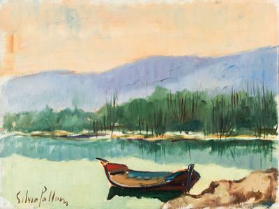 Silvio Polloni, 1888-1972, Öl/Lwd, sign., verso wiederholt sign., 30x40 cm, gerahmt im Silberrahmen, gesamt 39x49 cm
