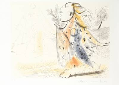 Pablo Picasso, 1881-1973, Minotaure et femme, Farblithografie, handsigniert von Marina Picasso, num. 138/500, Blattgr. 56x76 cm, Provenienz: Marina ...