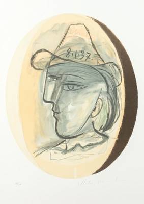 Pablo Picasso, 1881-1973, Tete, Farblithografie, handsigniert von Marina Picasso, num. 185/500, Blattgr. 76x56 cm, Provenienz: Marina Picasso ...