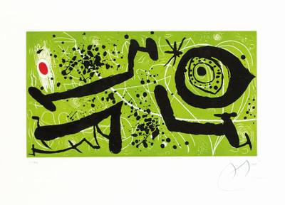 Joan Miro, 1893-1983, Picasso i els Reventos, Radierung/Aquatinta auf Guarro Papier, 1973, rechts unten handsign., links unten num. 1/182, Platte ...