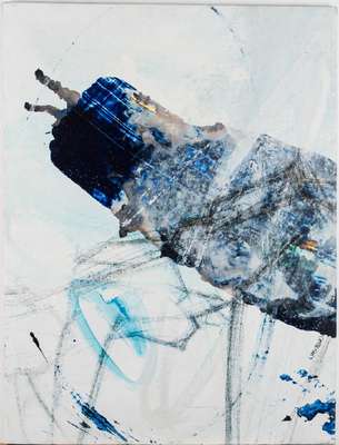 Alina Muschalik, geb. 1961 Elblang/Polen, abstrakte Komposition in Blautönen auf weißem Grund, sign., dat. 1995, ca. 70x92 cm