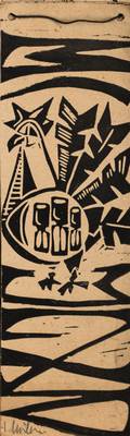 Kalender aus 14 Holzschnitten mehrerer Expressionisten, darunter Erich Heckel, Alfred Helberger, Wolfgang Kohl, jedes Blatt handsign., ca. 32x10 cm