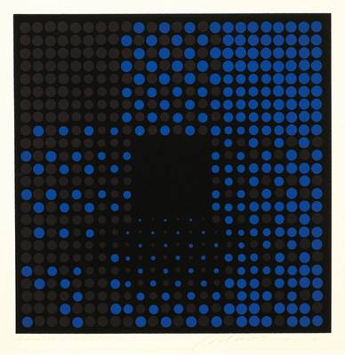 Almir Mavignier, geb. 1925 Rio de Janeiro, Farbserigraphie, handsign., dat. 1961, bezeichnet épreuves d'artiste, Motiv 25x25 cm,Blattgr. 40x30 ...