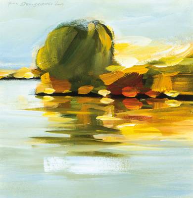 Puck Steinbrecher, geb. 1950 Bad Zwischenahn, Acryl/Karton, aus der Serie Spiegelungen, sign., dat. 2009, 30x30 cm, unter Glas gerahmt, gesamt 50x60 ...