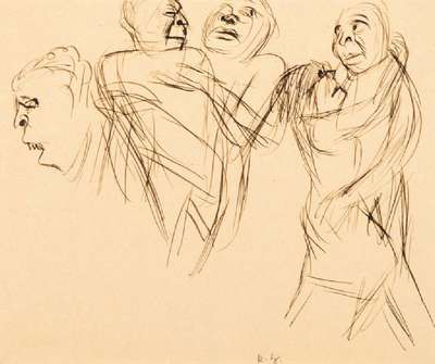 Karl Hubbuch, 1891-1979, Tanzpaare, Tuschezeichnung, monogr., Blattgr. 21x28 cm
