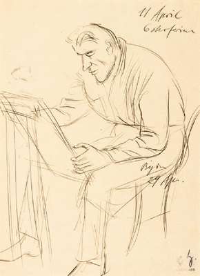 Karl Hubbuch, 1891-1979, Tuschezeichnung, Osterferien, Nachlaßstempel, Blattgr. 26x19 cm, leichte Flecken auf dem Blatt