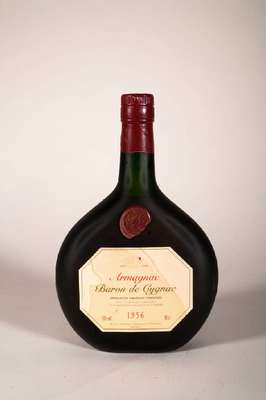 1 Flasche 1956 Baron de Cygnac Armagnac, ca. 70 cl, 40 % Vol., Abstand zwischen Kapsel und Armagnac: ca: 3,5 cm, unverkostet, sehr guter ...