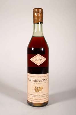 1 Flasche 1949 Chateau de Laubade Bas-Armagnac ca. 70 cl, 40 % Vol., Abstand zwischen Kapsel und Armagnac: ca. 4 cm, unverkostet, sehr guter ...