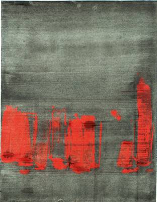 Kurt Frank, 1926-1995 Tübingen, ohne Titel, Lack auf Japanpapier, sign., dat. 64, Blattgr.63x49 cm, unter Glas gerahmt, gesamt 85x71 cm