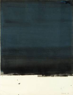 Kurt Frank, 1926-1995 Tübingen, ohne Titel, Lack auf Japanpapier, sign., dat. 64, Blattgr.63x49 cm, unter Glas gerahmt, gesamt 85x71 cm