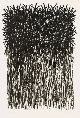 Günther Uecker, geb. 1930, Lithografie, handsign., Probedruck, Druckstempel, dat. (19)93, Blattgr. 63x93 cm, unter Glas gerahmt