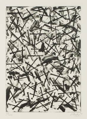 Günther Uecker, geb. 1930, Offset, handsign., num. 47/700, unter Glas gerahmt, gesamt ca. 96,5x69,5 cm