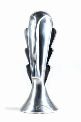 Massiomo Iosa Ghini, geb. 1959, Abstrakte Kopfdarstellung, Aluminiumskulptur, Signaturstempel, ca. 39,5x15,5 cm