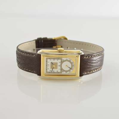 CANDINO Armbanduhr sog. Doctors-Watch, Handaufzug, im Stil der 1930er Jahre, gefertigt um 1990, z. T. verg. Metallgeh. inkl. Lederband m. orig. ...