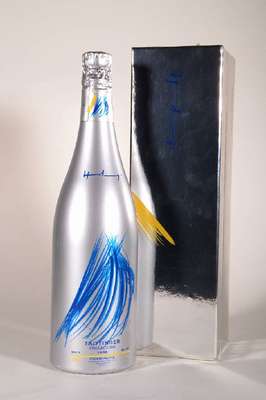 1 Flasche 1986 Champagner Taittinger Collection, ca. 75 cl, 12 % Vol., Künstleredition Hans Hartung, sehr guter Erhaltungszustand, sammelwürdig, ...