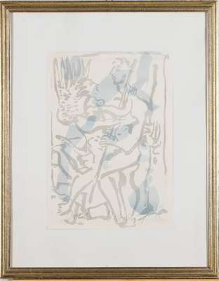 Rudi Baerwind, 1910-1982, Konvolut aus 2 Lithografien, je sign., eins betitelt & dat. 75, Blattgr. 41x29,5, eines num. 38/50, Blattgr. 65x50 cm, je ...
