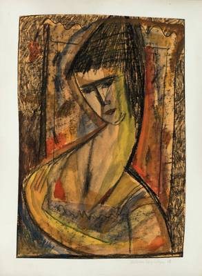 Wolfram Kurzenberger, 1931-2005, Portrait, Pastell/Kohle-Zeichnung, sign., unter Glas gerahmt