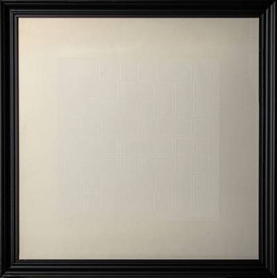 Klaus Staudt, geb. 1932 Otterndorf, Kinetik,Relief-Serigraphie, sign., ca. 40x40 cm, unterGlas gerahmt, gesamt 68x67 cm