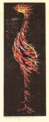 Tadashi Nakayama, 1927-2014, Incarnation- Moku, Holzschnitt, sign., dat. 1958, Platte ca. 76x28, Blattgr. 88x38 cm, leichte Einrollspuren