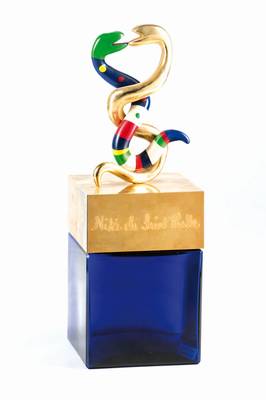 Niki De Saint-Phalle, 1930-2002, Parfum Flakon, Skulptur aus Harz und Glas, signiert im Guss, ca. 36x12,5 cm