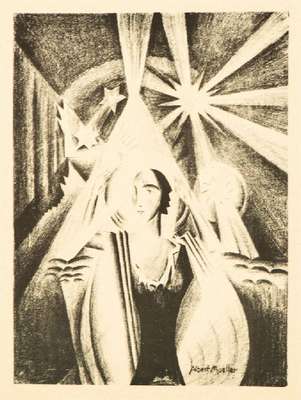 Albert Mueller, 1884-1963, Sternennacht, Lithografie auf Velin, um 1919, Blatt 9 aus der Mappe "Jenseits im Diesseits" 1923, im Stein ...