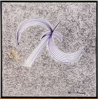 Hans Hartung, 1904-1989, Kugelschreiber/ Filzstift-Zeichnung, sign., Blattgr. 38x38 cm, kleiner bräunlicher Fleck li Blattseite, unter Glas gerahmt