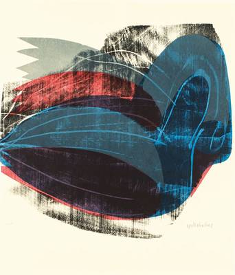 HAP Grieshaber, 1909-1981, Sterbende Graugans, 1971, Farbholzschnitt, handsign., num., Blattgr. 66x57 cm, unter Glas gerahmt 88x76 cm