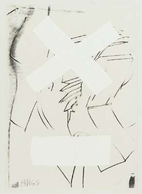 Herbert Zangs, 1924-2003, Rechensymbolik, übermalte Lithografie, handsign., Blattgr. 29,5x21 cm