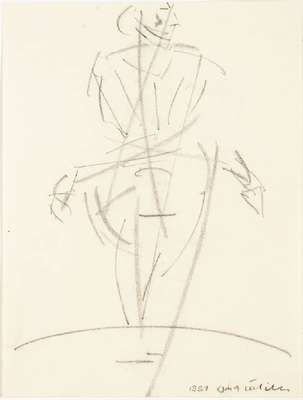 Ernst Wille, 1916-2005, Stehender Akt für Adonis, Kohle-Zeichnung, re unten handsign. und dat. 1981, WVZ: Wille Nr. 81-30, Blattgr. 39,5x30 cm, in ...