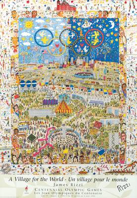 James Rizzi, 1950-2011, Plakat zu Olympia Altanta 1996, handsign., verso mit Zertifikat, ca. 101x71 cm, unter Glas gerahmt, gesamt ca.125x94,5 cm