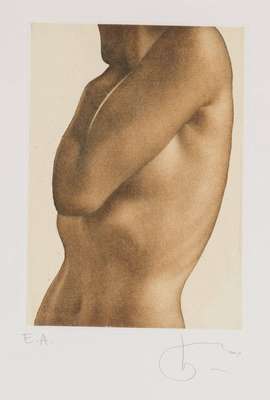 Willi Kissmer, geb. 1951, Kleiner Halbakt, Farbradierung auf Bütten, handsign., bezeichnet E.A., Platte 17,5x12,5 cm