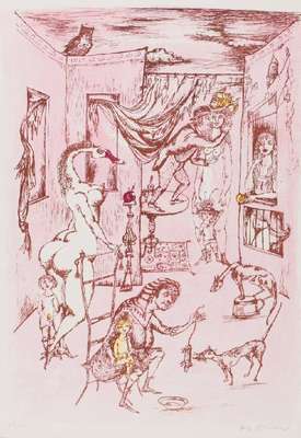 Bele Bachem, 1916-2005, Alternder Paris zum Muttertag, Lithografie, handsign., num. 25/100, Blattgr. 64x47,5 cm