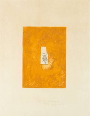 Joseph Beuys, 1921-1986, Honiggefäß, Farbradierung, handsign., mit Widmung, Platte 29x20,5 cm, unter Glas gerahmt 64x52 cm