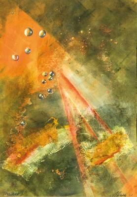 Martin Walde, geb. 1957, Unikat, Mischtechnik auf Papier Blattgr. ca. 50x34 cm, PP, unter Glas gerahmt, gesamt ca.80x60 cm