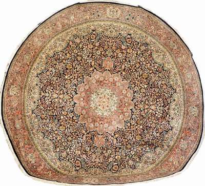 Großer Seiden Kashmir, Indien, ca. 30 Jahre, Kunstseide, ca. 360 cm Durchmesser, EHZ: 2 (fachkundig gereinigt).