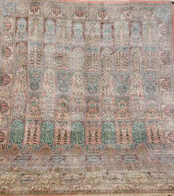 Großer Kashmir Seide, Indien, ca. 20 Jahre,Kunstseide, ca. 546 x 365 cm, EHZ: 2 (fachkundig gereinigt)