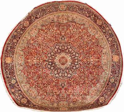 Seiden Kashmir (Rund), Indien, ca. 20 Jahre, Kunstseide, ca. 350 cm Durchmesser, EHZ: 2 (fachkundig gereinigt)