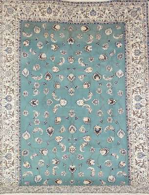 Grüner Nain (9LA), Persien, ca. 30 Jahre, Korkwolle mit Seide, ca. 345 x 250 cm, EHZ: 2
