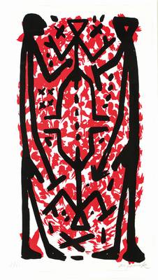 A.R. Penck, 1939-2017, Farbserigraphie, handsign., num. 7/60, Blattgr. 102x60 cm, unter Glas gerahmt, gesamt 117x70 cm