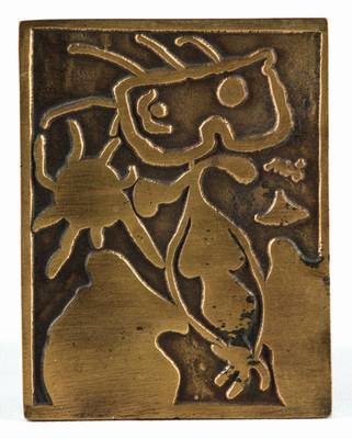 Joan Miró, 1893-1983, Bronzerelief, XX Siecle No. 4, Entwurf 1938, verso dat., betitelt, im Guß signiert, ca. 11x8,5 cm