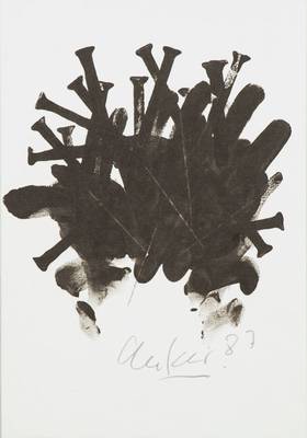 Günther Uecker, geb. 1930, Offset, handsign., dat. 1987, Blattgr. 30x21 cm, unter Glas gerahmt