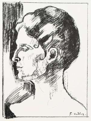 Ferdinand Hodler, 1853-1918, Mappe mit 4 Lithographien auf Bütten BFK Rives, gedruckt und hrsg. von Erich Matthieu, Zürich, Lithografien je ...