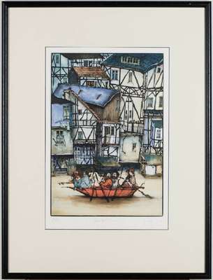 Gertrude Degenhardt, geb. 1940 New York, Farbradierung, handsign., num. 178/200, betitelt, Blattgr. ca. 48,5x33,5 cm, unter Glas gerahmt, gesamt ca. ...