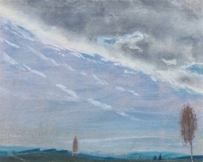 Franz Xaver Unterseher, 1888-1954, Pastell/Papier, verso Nachlaßstempel, PP- Ausschnitt 24x30 cm, unter Glas gerahmt, gesamt 41x47 cm