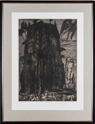 Ernst Fuchs, 1930-2015, Radierung, handsign., num. 120/300, Platte ca. 68x49 cm, unter Glas gerahmt, gesamt 104x79 cm